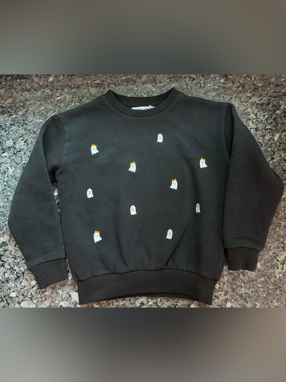 Simply Southern Black Crewneck Sweatshirt with White Ghosts and Orange Bows